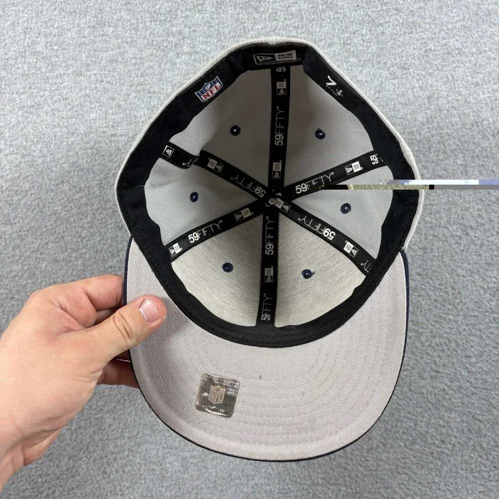 New Era 59FIFTY Seattle Seahawks Fitted Hat Size 7 1/4 Gray Navy Blue Cap NFL